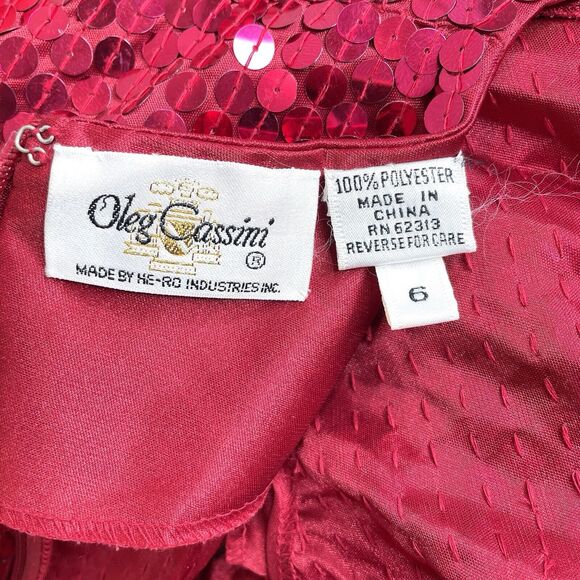 Oleg Cassini Long Sleeve Sequin Dress in Rich Pink - Picture 8 of 8